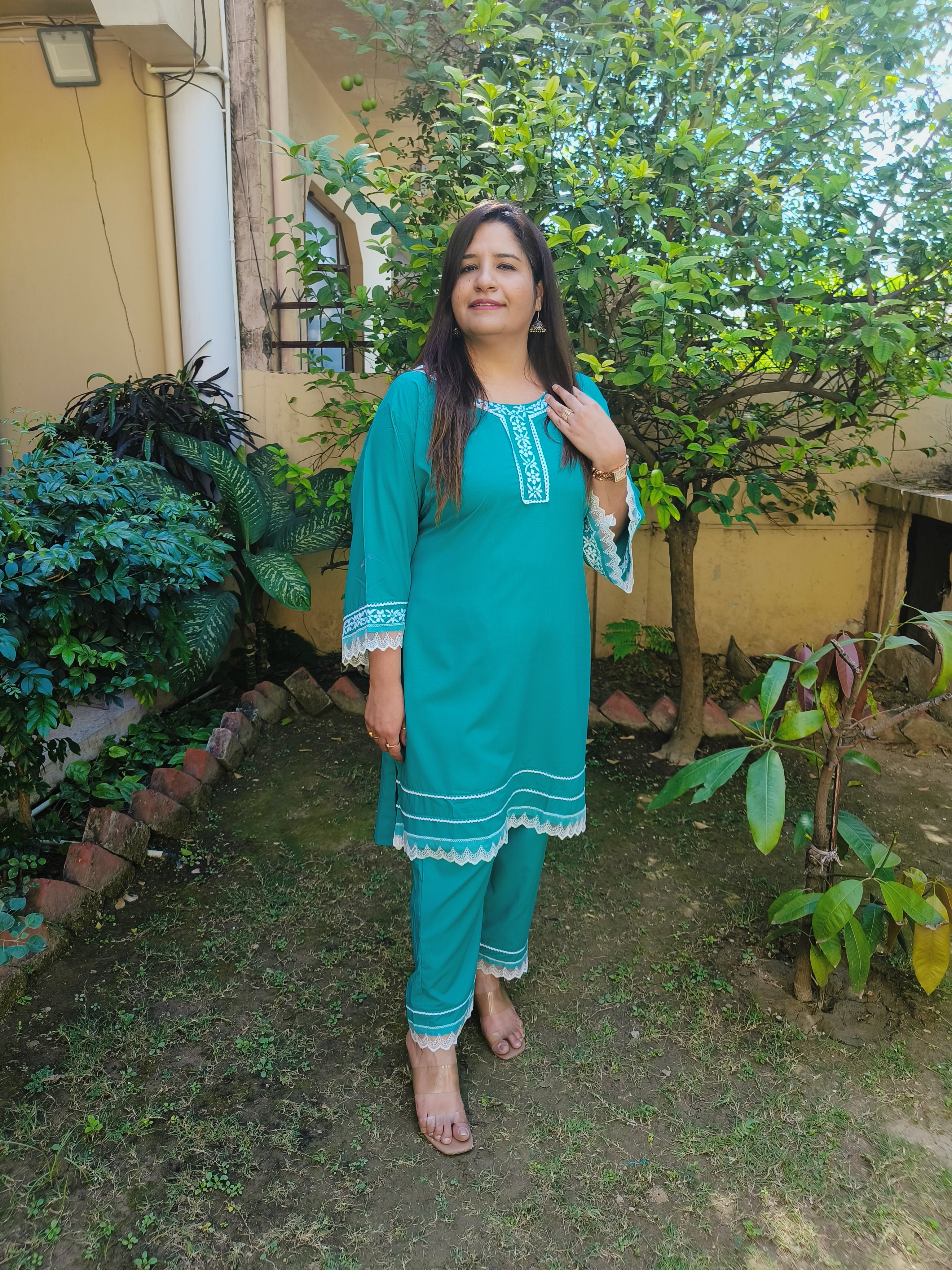 Sea Green Modal Chikankari CO-ORD Set