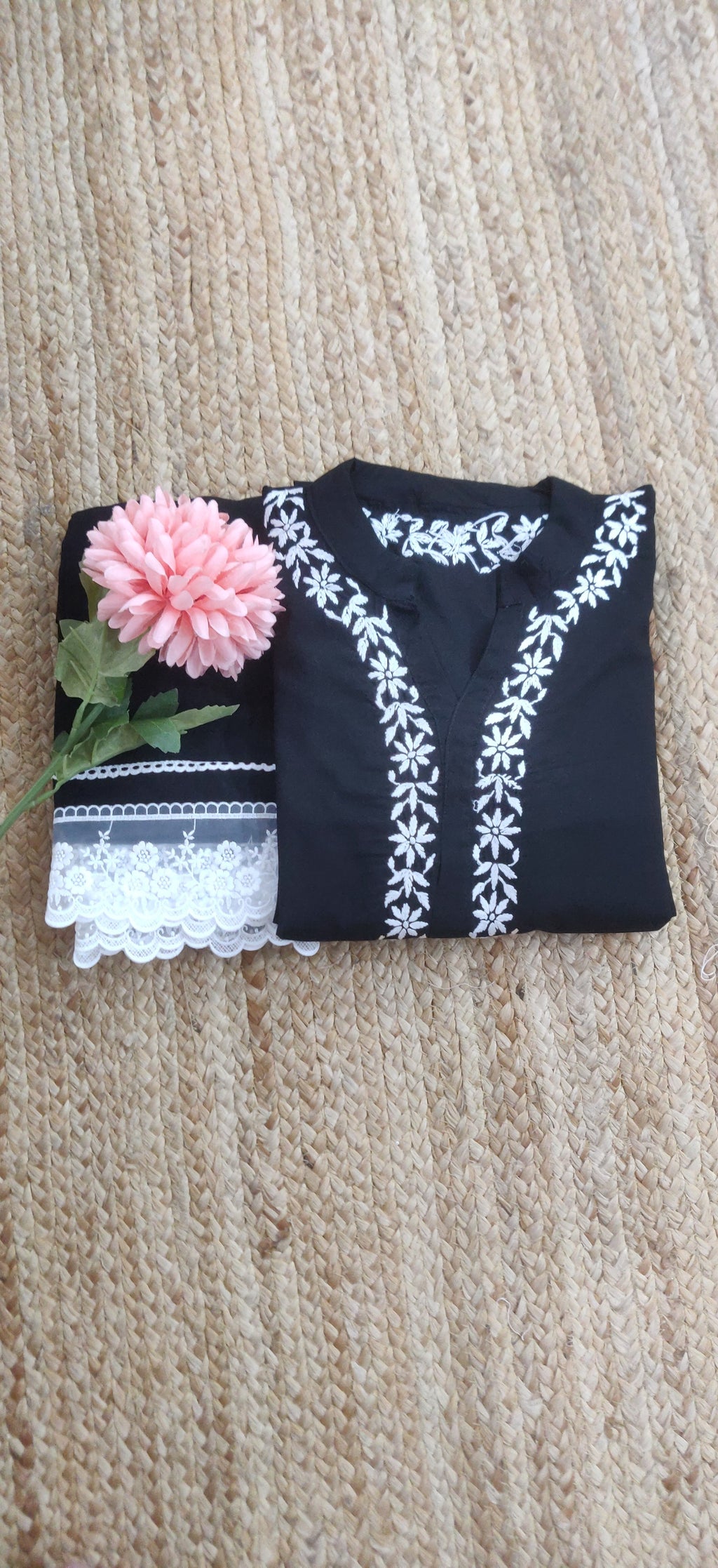 Black Reyon Chikankari CO- Ord Set