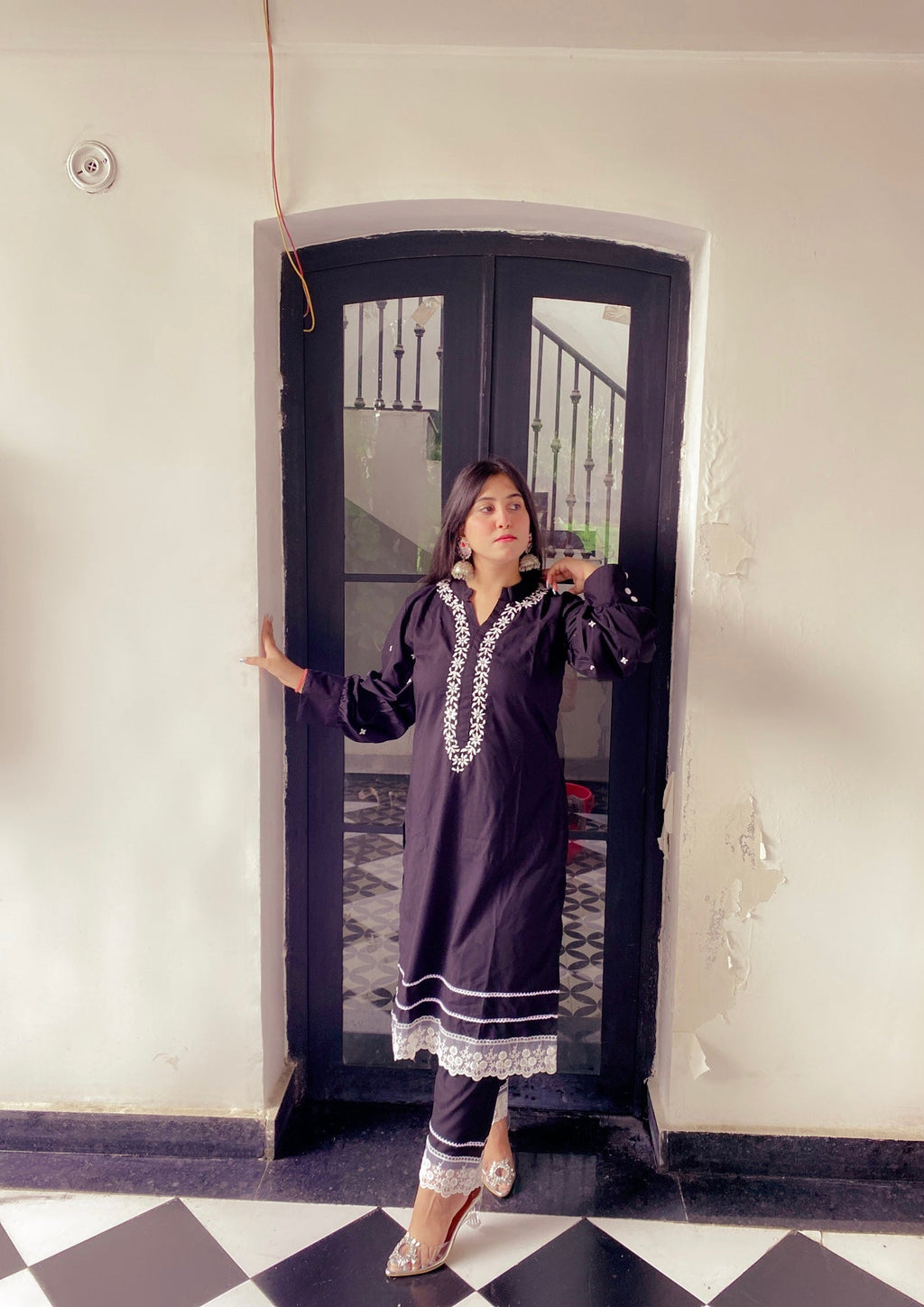 Black Reyon Chikankari CO- Ord Set