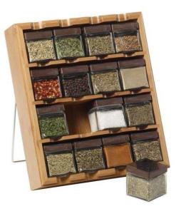 Rich Look Kitchen Spice Stand Set Of 16 Class Cup With Wooden Stand