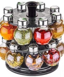 Kitchendesigner Plastic Big Revolving Spice Rack 16 in 1 / Masala Rack Set/Condiment Set/Spice Container