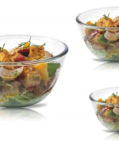 SignoraWare Mixing Bowl Borosilicate Glass, Set of 3, (500ml+1000ml+1500ml), Clear