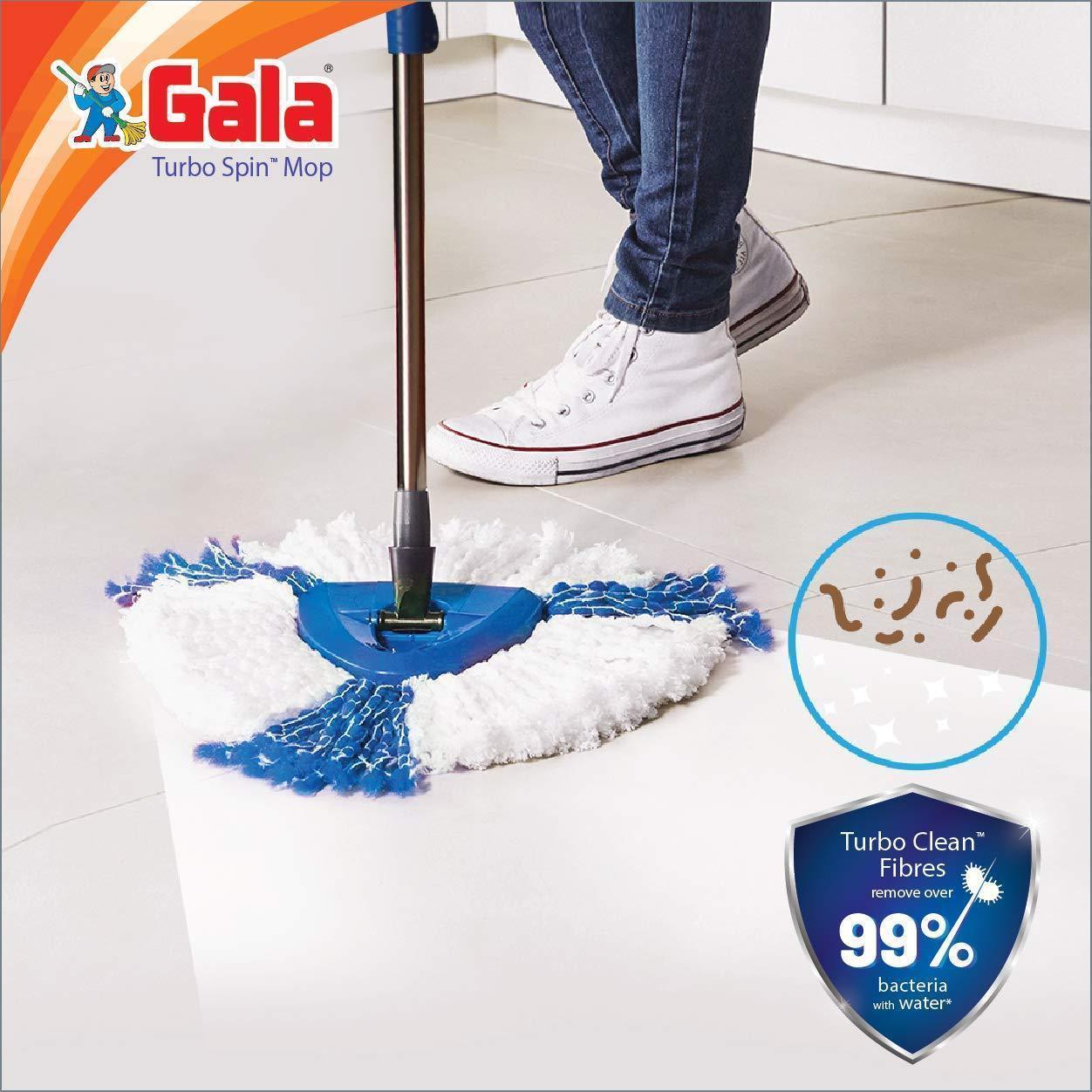 Turbo Spin Mop that removes over 99% bacteria, with Easy wheels, Triangular head - Image 4