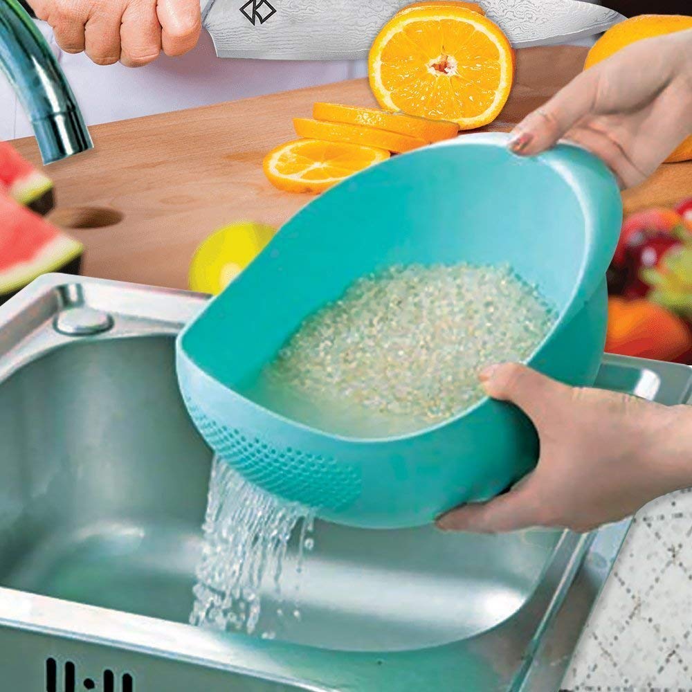 Woogor Rice Pulse for Storing and Straining. Colander Random Colors - Image 2