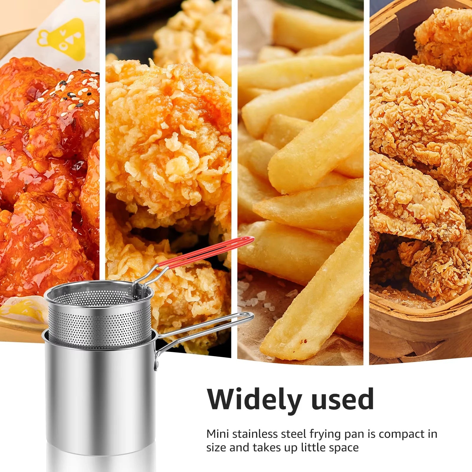 Stainless Steel Deep Frying Pot with Strainer Basket (1200ml) - Image 8