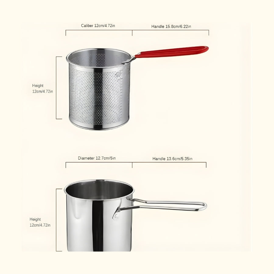 Stainless Steel Deep Frying Pot with Strainer Basket (1200ml) - Image 10