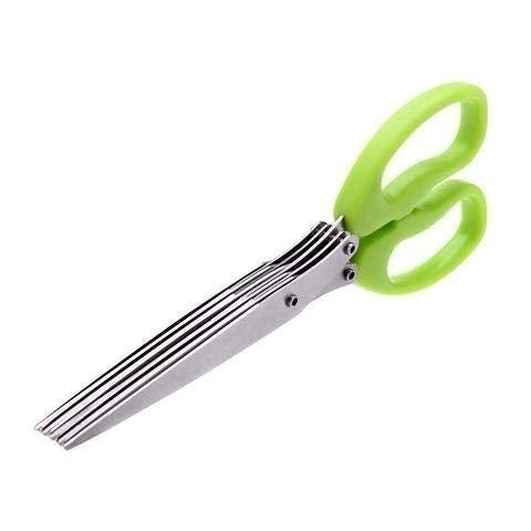 | 5 Layers Scissors Cut Herb Spices Cooking Tools Vegetable, Coriander Leaves Cutter With Cleaning Brush (Multi Color) - Image 9