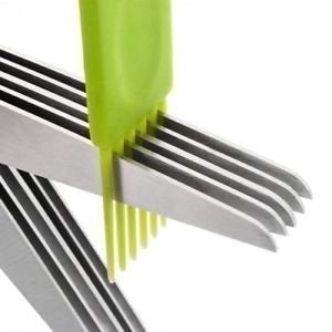 | 5 Layers Scissors Cut Herb Spices Cooking Tools Vegetable, Coriander Leaves Cutter With Cleaning Brush (Multi Color) - Image 6
