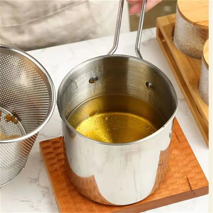 Stainless Steel Deep Frying Pot with Strainer Basket (1200ml) - Image 7