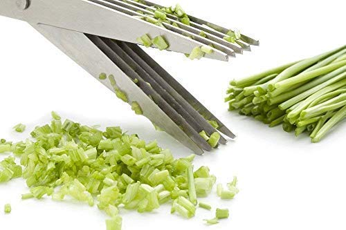 | 5 Layers Scissors Cut Herb Spices Cooking Tools Vegetable, Coriander Leaves Cutter With Cleaning Brush (Multi Color) - Image 5