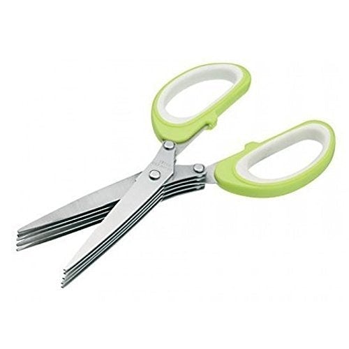 | 5 Layers Scissors Cut Herb Spices Cooking Tools Vegetable, Coriander Leaves Cutter With Cleaning Brush (Multi Color) - Image 2