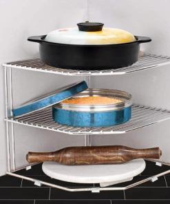 Plantex Stainless Steel Big Size Multipurpose 3-Tier Kitchen Corner Rack/Storage Shelf/Dish Rack/Storage Rack for Kitchen(Chrome Finish)
