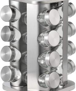TRAY Spice Rack,16-Jar Revolving Countertop Spice Tower