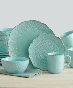 Jars Tourron Sea Blue 16-Piece Dinnerware Set.