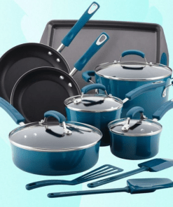 CMARINE BLUE NONSTICK COOKWARE SET - 14 PIECE